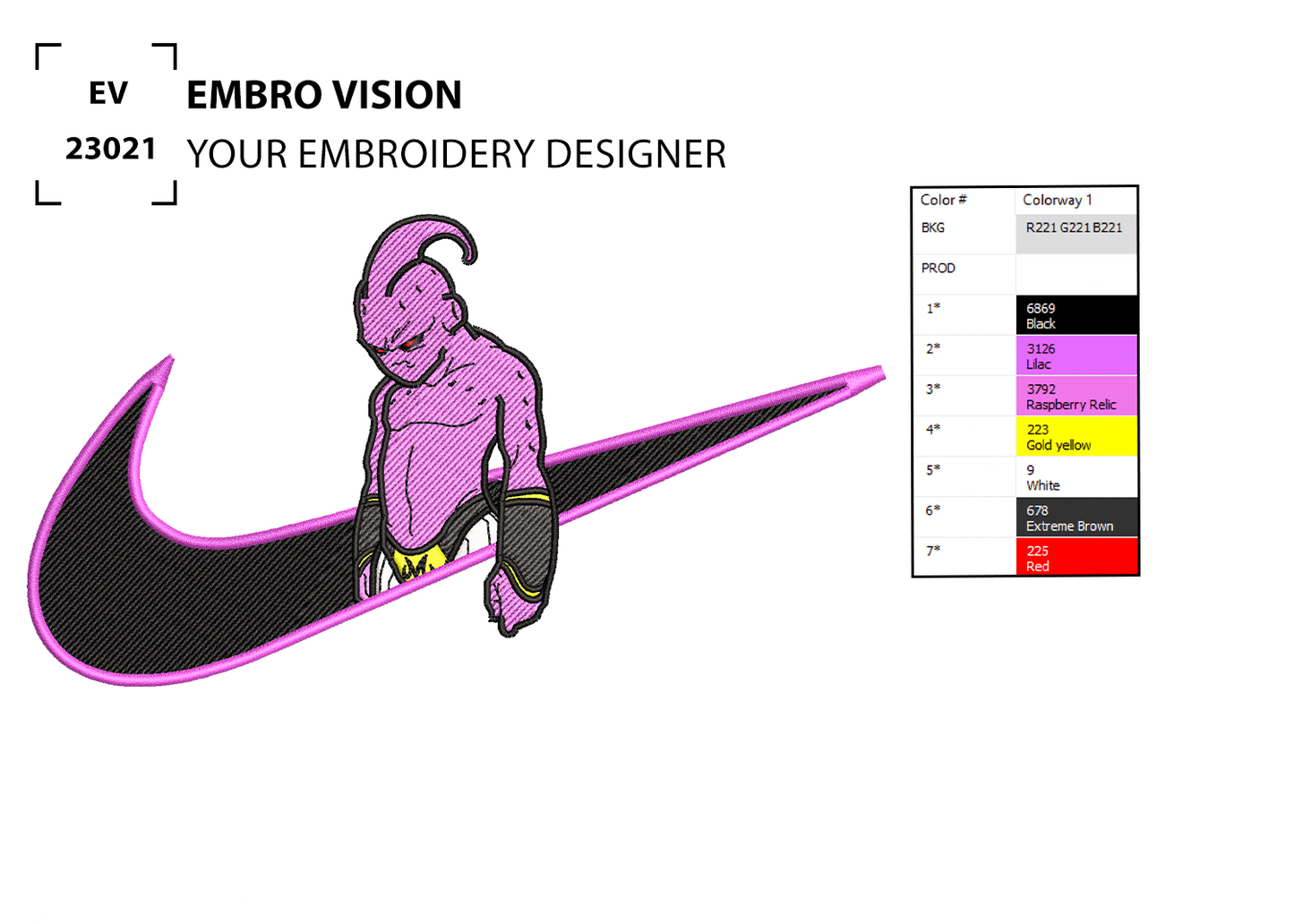 Custom Majin Buu x nike Embroidery Design - Perfect Embroidery File for Embroidery Machine