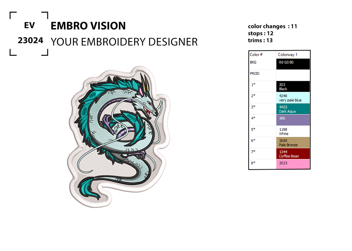 Custom HAKU Spirited Away Embroidery Design - Perfect Embroidery File for Embroidery Machine