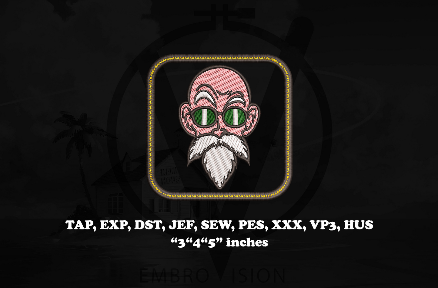 Master Roshi anime Embroidery Design - Instant Download Embroidery Design Best for Embroidery Machine