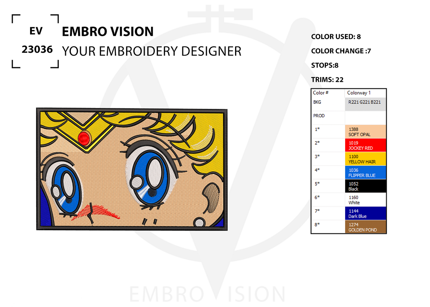 Custom Sailor Moon Embroidery Design - Perfect Embroidery File for Embroidery Machine