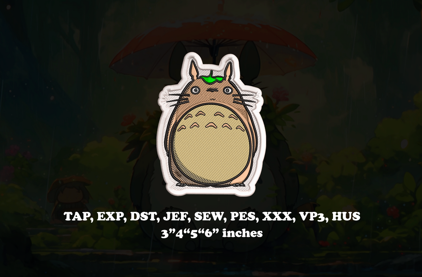 TOTORO anime Embroidery Design - Instant Download Embroidery Design Best for Embroidery Machine