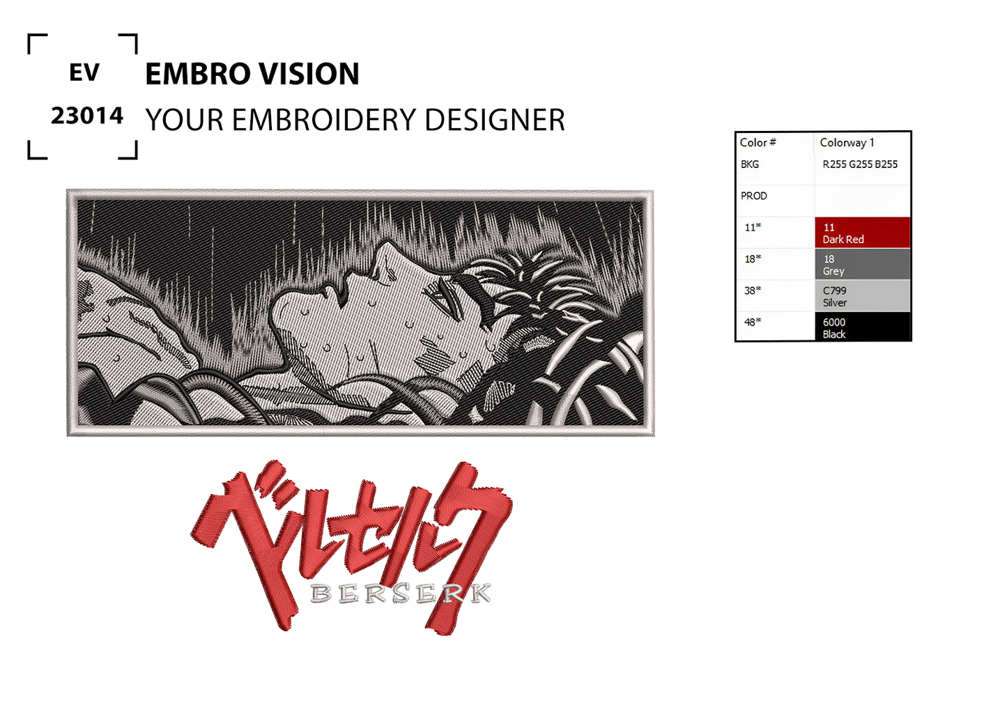 Custom berserk Embroidery Design - Perfect Embroidery File for Embroidery Machine