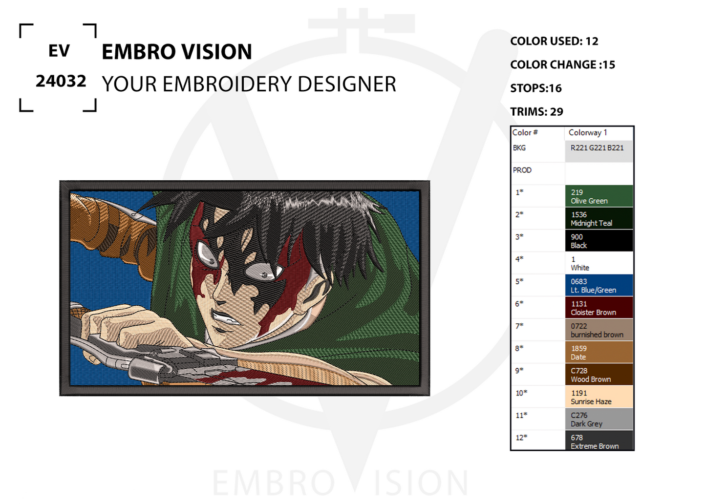 Custom attack on titan Embroidery Design - Perfect Embroidery File for Embroidery Machine