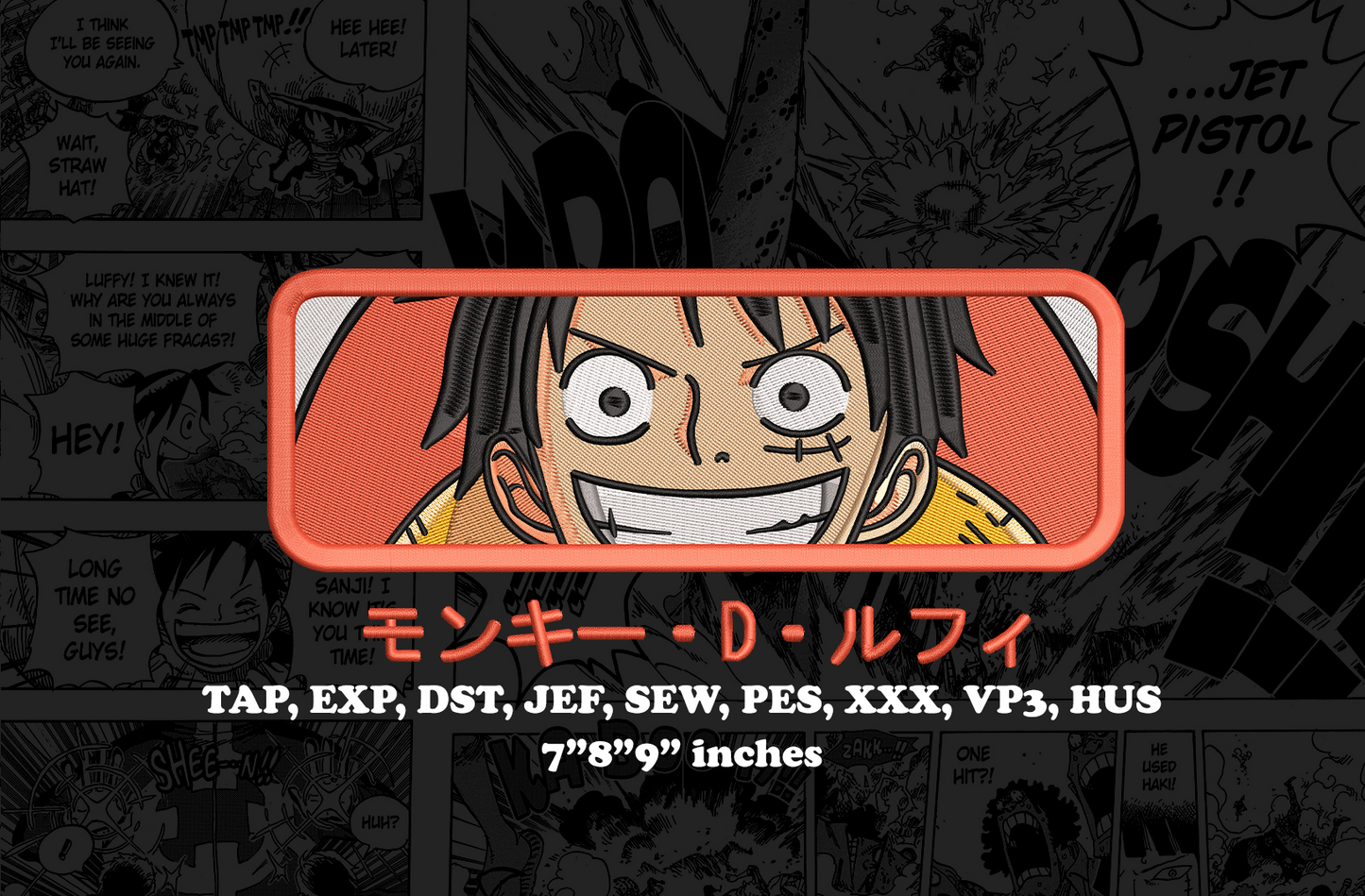 Monkey D Luffy anime Embroidery Design - Instant Download Embroidery Design Best for Embroidery Machine