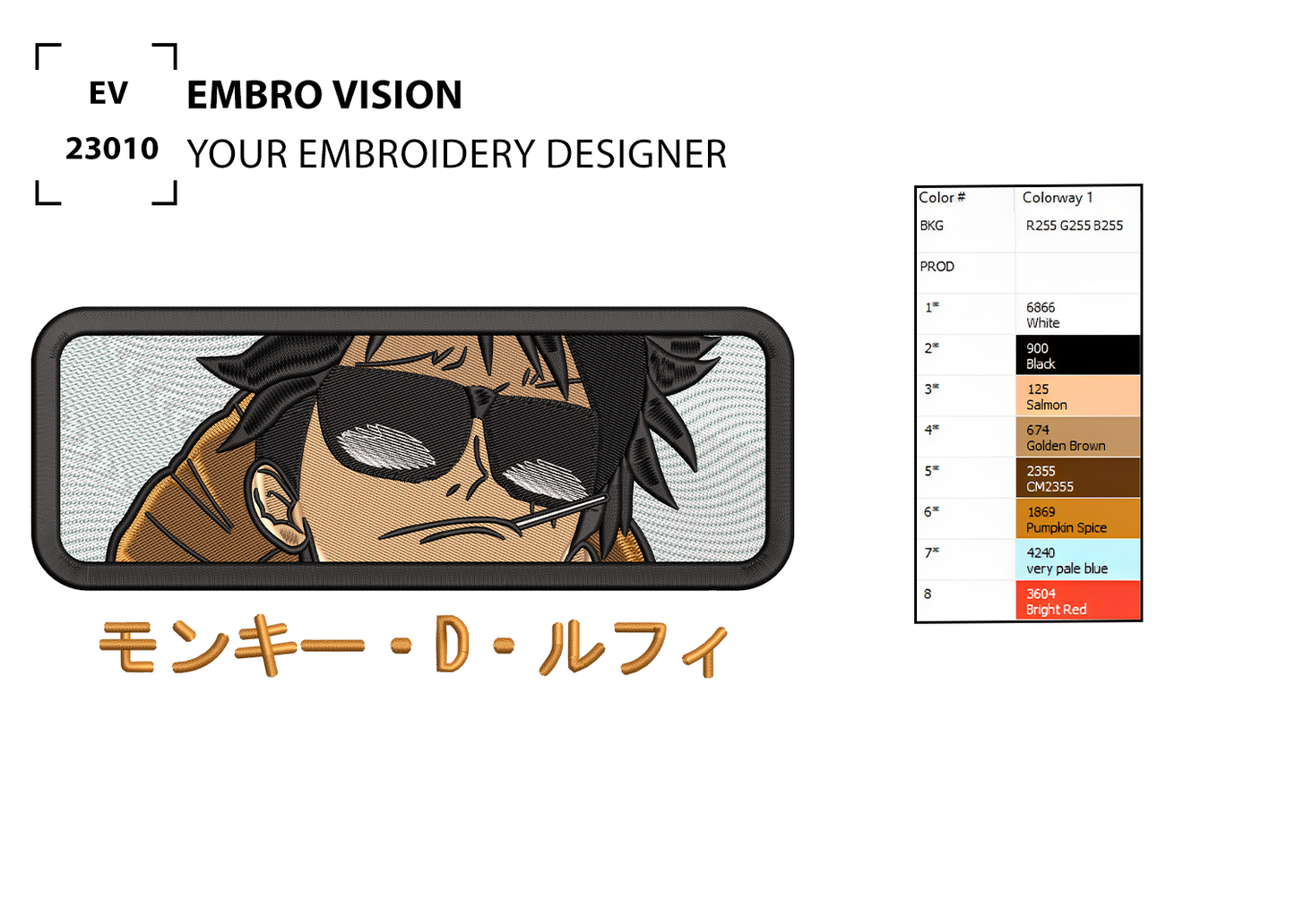Custom Monkey D Luffy Embroidery Design - Perfect Embroidery File for Embroidery Machine