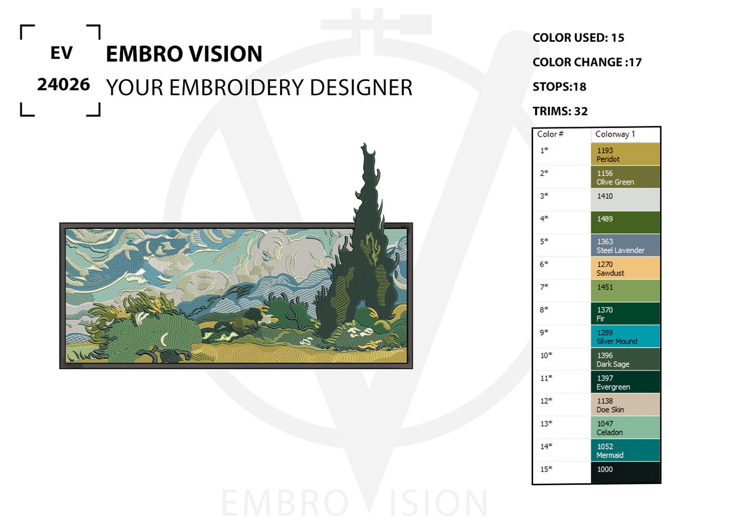 wheat field artistic embroidery designs