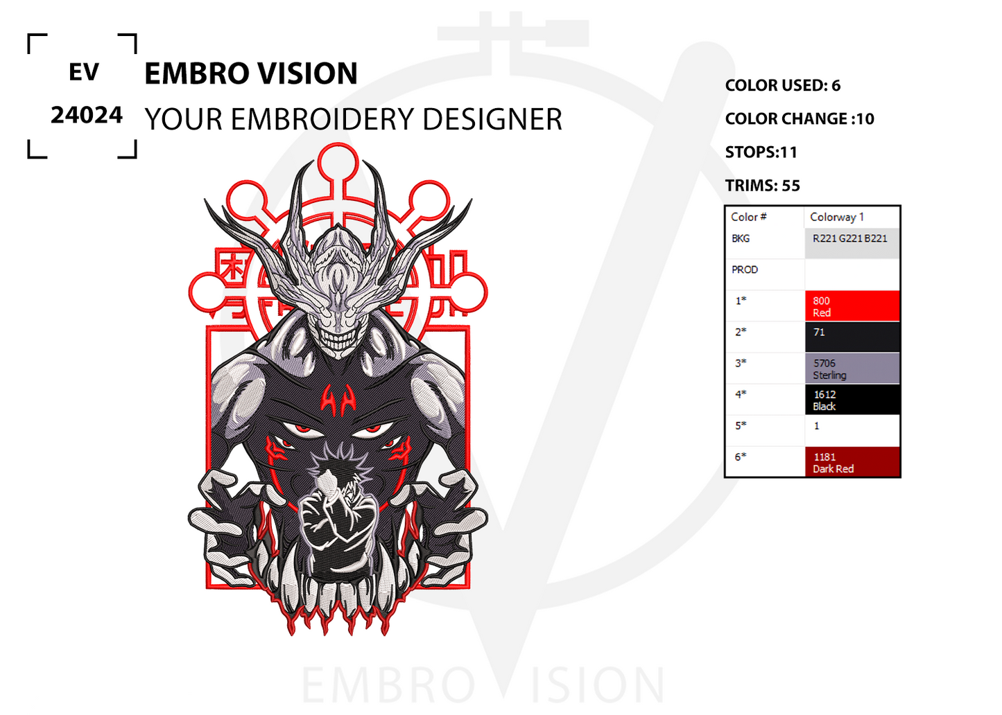 anime embroidery design