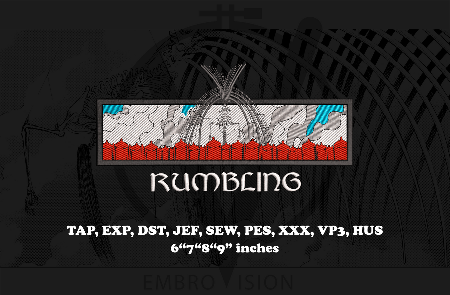 Rumbling anime Embroidery Design - Instant Download Embroidery Design Best for Embroidery Machine