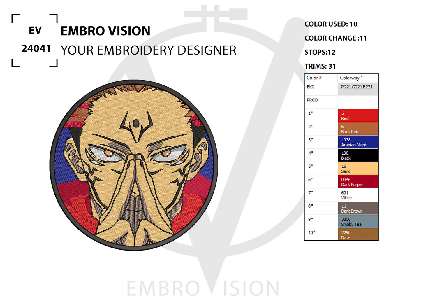 Custom sukuna Embroidery Design - Perfect Embroidery File for Embroidery Machine