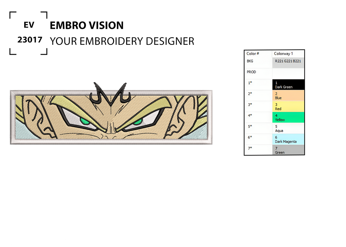 Custom Vegeta Embroidery Design - Perfect Embroidery File for Embroidery Machine