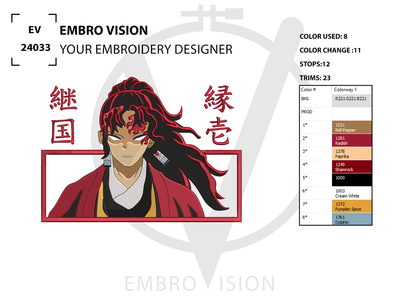 Custom demon slayer Embroidery Design - Perfect Embroidery File for Embroidery Machine