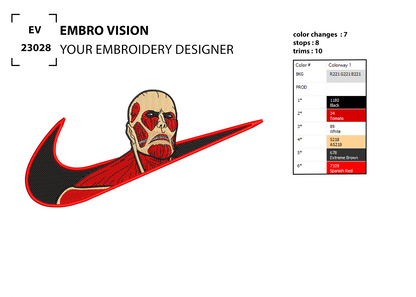 Custom nike Attack on Titan Embroidery Design - Perfect Embroidery File for Embroidery Machine