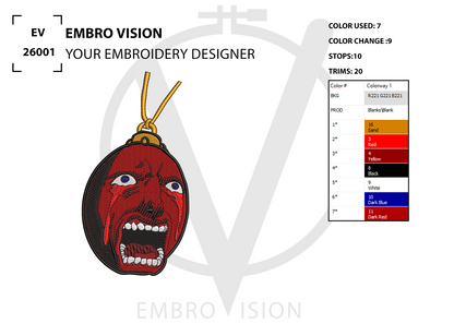 Behelit embroidery design from Berserk, digital design for embroidery machine file