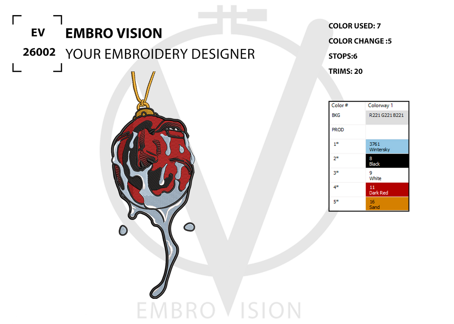 crying Behelit embroidery design from Berserk, digital design for embroidery machine file