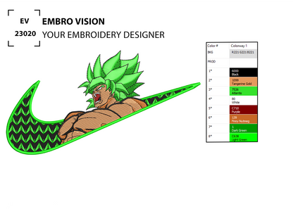 Custom nike x Broly  Embroidery Design - Perfect Embroidery File for Embroidery Machine