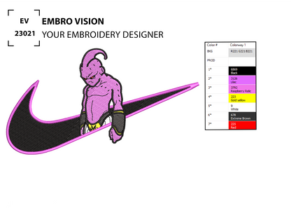 Custom Majin Buu x nike Embroidery Design - Perfect Embroidery File for Embroidery Machine