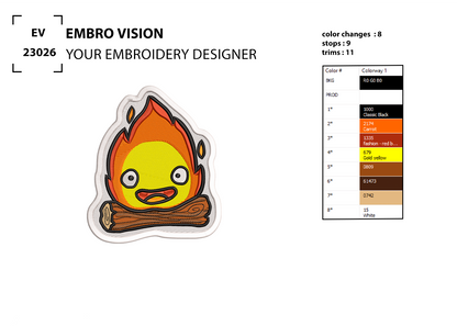 Custom Calcifer Pop Embroidery Design - Perfect Embroidery File for Embroidery Machine