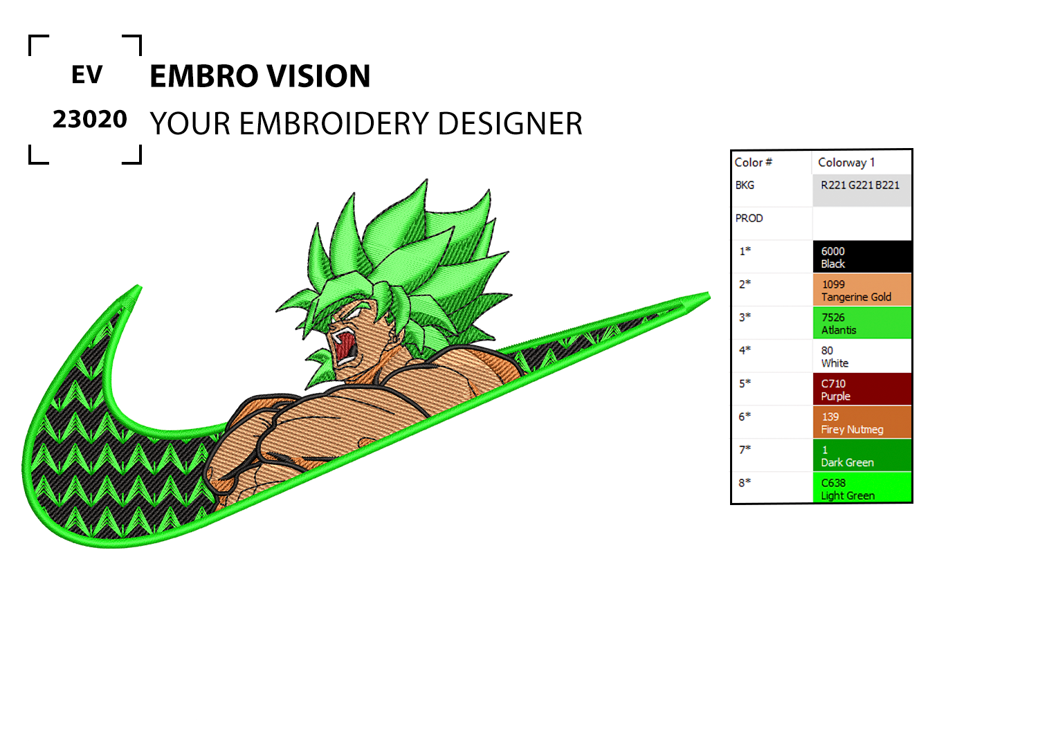 Broly Anime Embroidery design