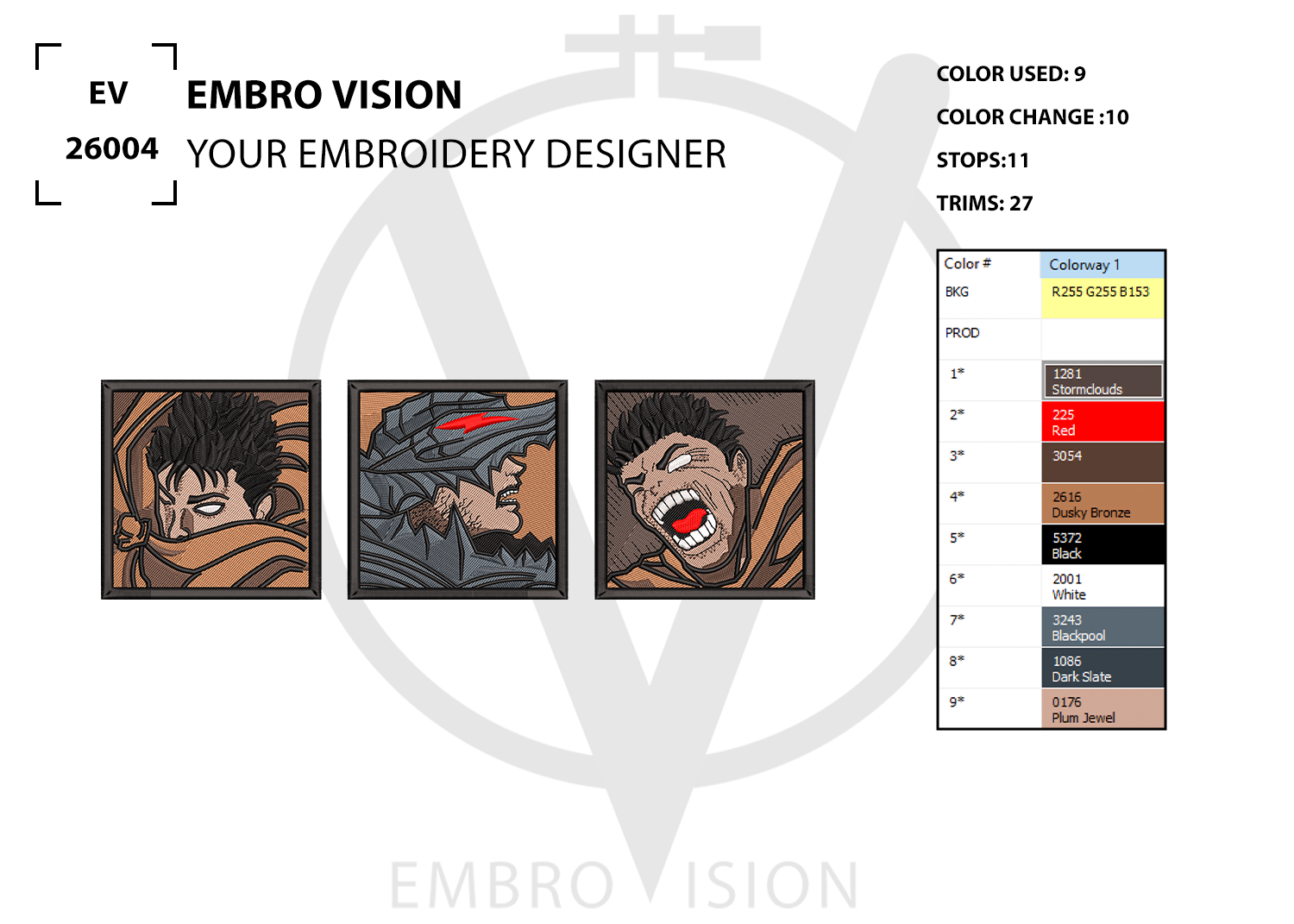 Guts Berserk embroidery design for machine embroidery, digital file