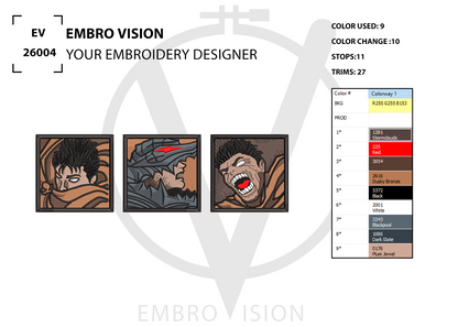 Guts Berserk embroidery design for machine embroidery, digital file