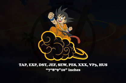 Goku cloud anime Embroidery Design - Instant Download Embroidery Design Best for Embroidery Machine