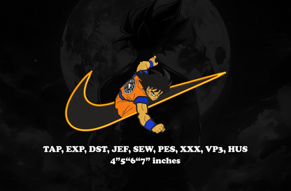 Goku x nike anime Embroidery Design - Instant Download Embroidery Design Best for Embroidery Machine