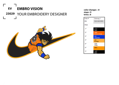 Custom Goku x nike Embroidery Design - Perfect Embroidery File for Embroidery Machine