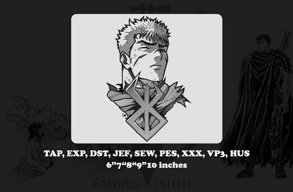 Guts anime embroidery designs