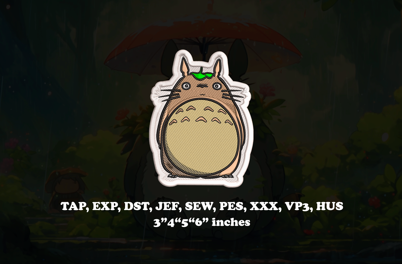 TOTORO anime Embroidery Design - Instant Download Embroidery Design Best for Embroidery Machine