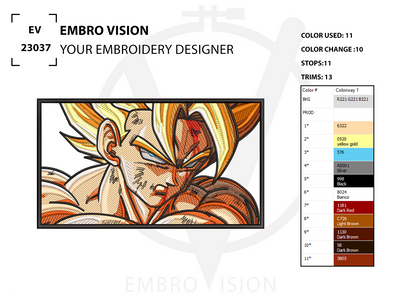 Custom Goku Embroidery Design - Perfect Embroidery File for Embroidery Machine