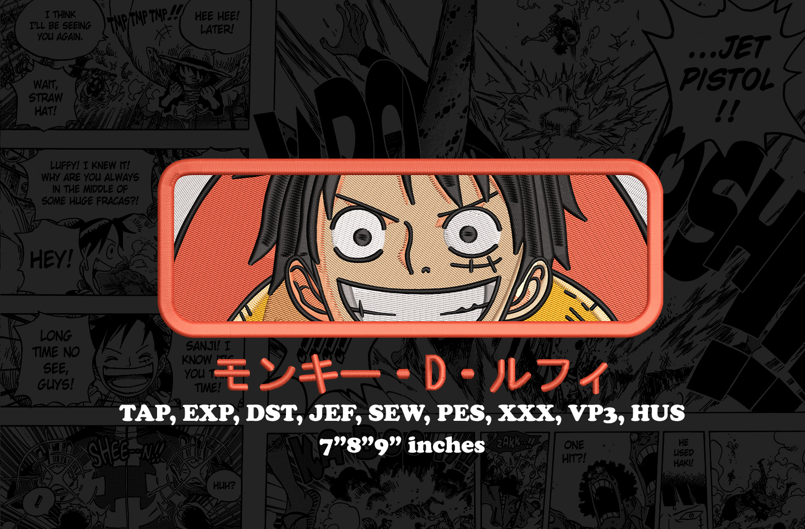 Monkey D Luffy anime Embroidery Design - Instant Download Embroidery Design Best for Embroidery Machine