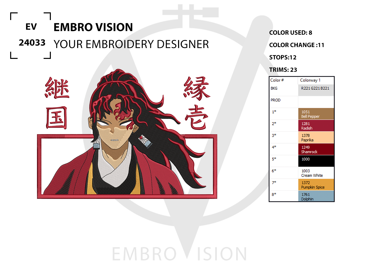 Custom demon slayer Embroidery Design - Perfect Embroidery File for Embroidery Machine