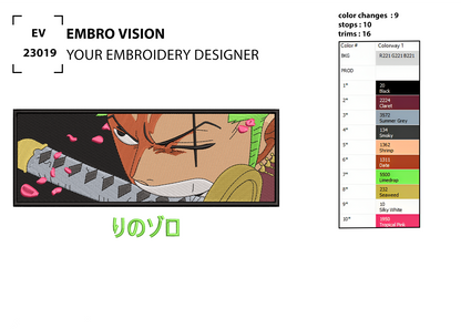 Custom Zoro Embroidery Design - Perfect Embroidery File for Embroidery Machine